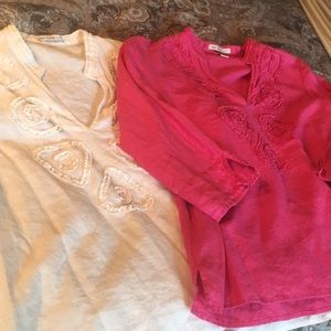 linen (3/4 length sleeves) top Fuchsia color avail